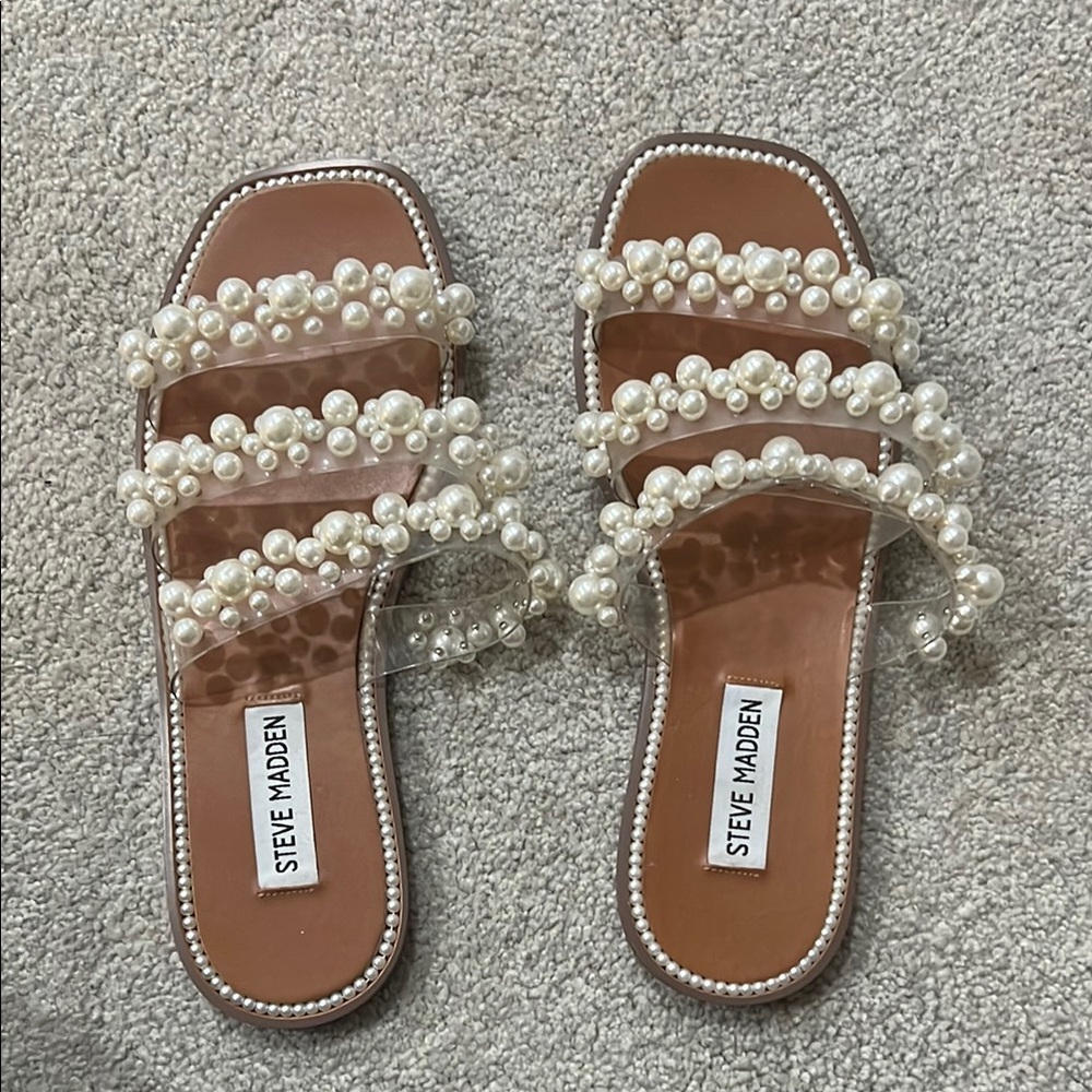 Steve Madden Women's Pearl Embellished Sandals - White